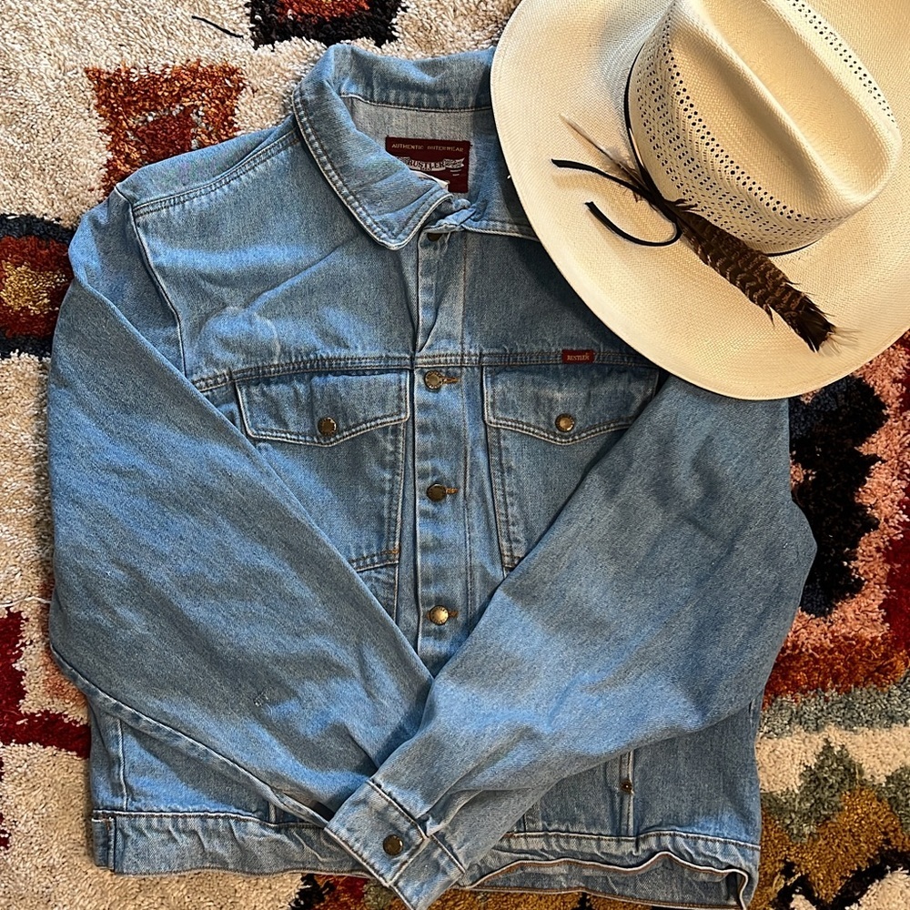 Vintage 90s Rustler Denim Workwear Jean Jacket Western Cowboy Button Pocket